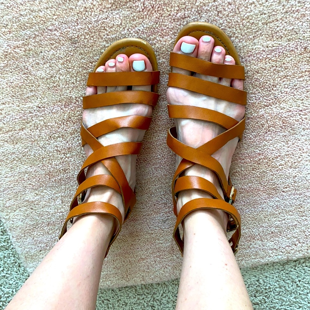Brown leather straps sandal